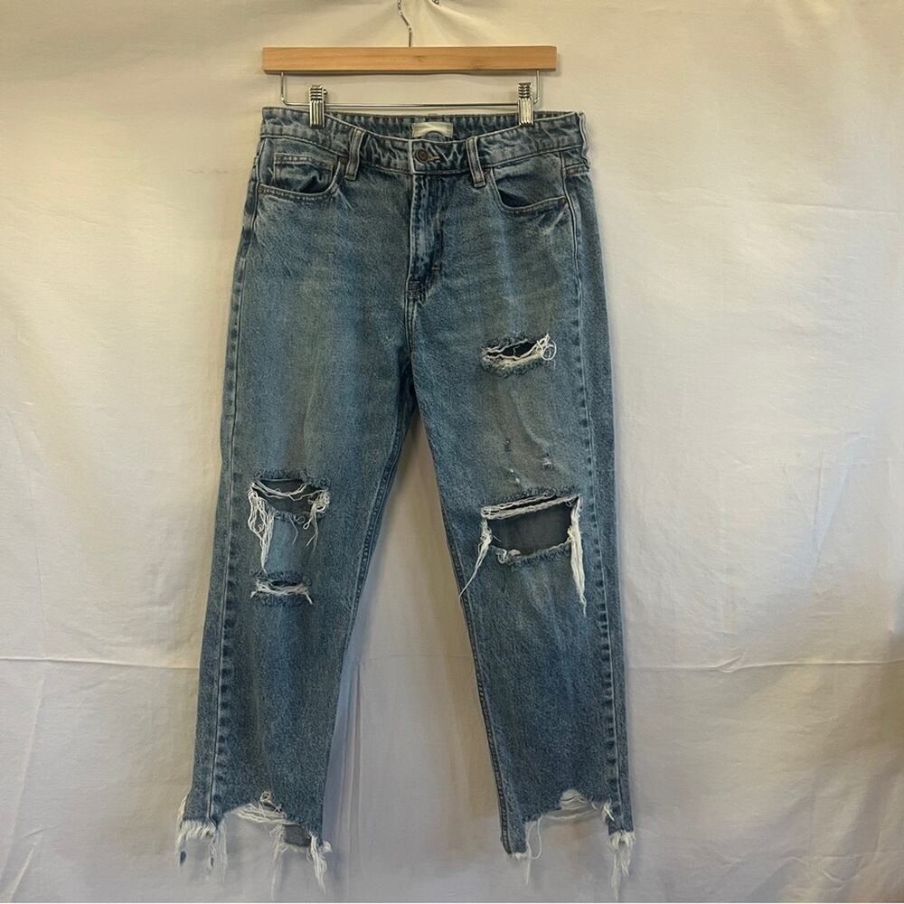 Altard State Distressed Jeans Womens Size 28 Raw Hem Straight Cropped High Rise
